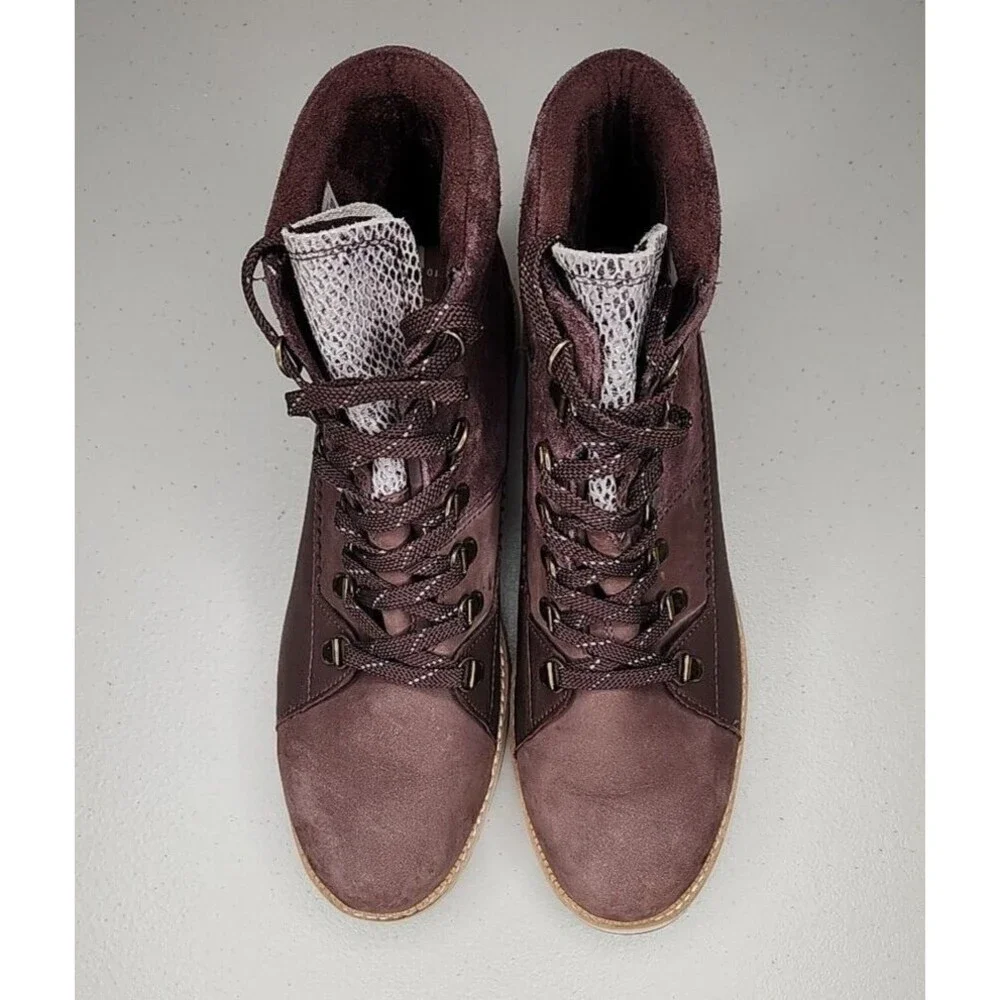 TOMS Womens Mesa Waterproof Combat Suede/Leather Ankle Lace Up Boots Size 10 EUC